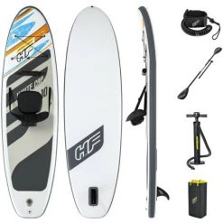 Planche Paddle Surf Gonflable Bestway Hydro-Force White Cap 305x84x12 Cm Pagaie Double, Siège, Pompe, Sac De Voyage