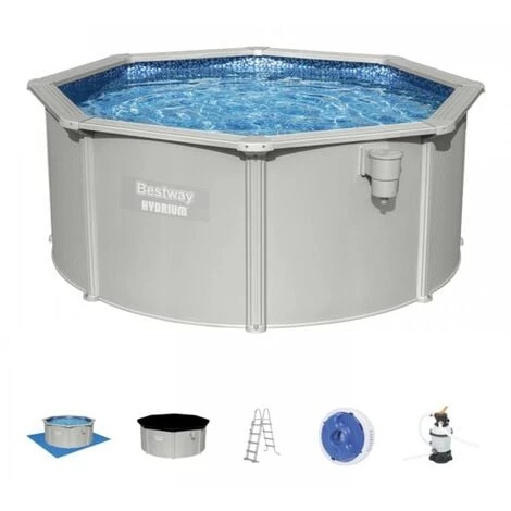 Kit Piscine Acier Bestway HYDRIUM Grise Ronde Ø300 X 120cm Filtration à Sable échelle Tapis 3 Kit Piscine Acier Bestway HYDRIUM Grise Ronde Ø300 X 120cm Filtration à Sable échelle Tapis