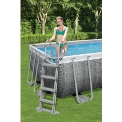 Piscine Tubulaire 488 X 244 X 122 Cm BESTWAY Hors Sol Rectangulaire Power Steel Effet Rotin -BESTWAY Soldes Boutique 61346466 4