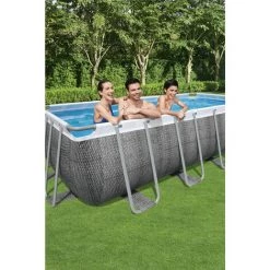 Piscine Tubulaire 549 X 274 X 122 Cm BESTWAY Hors Sol Rectangulaire Power Steel Effet Rotin -BESTWAY Soldes Boutique 61346468 3