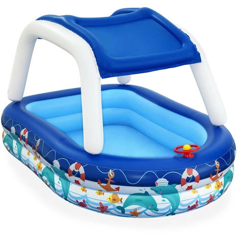 Piscine Gonflable Pour Enfants Bestway 213x155x132 Cm Bateau Bleu Avec Auvent Et Gouvernail Sonnette Plus De 3 Ans 3 Piscine Gonflable Pour Enfants Bestway 213x155x132 Cm Bateau Bleu Avec Auvent Et Gouvernail Sonnette Plus De 3 Ans