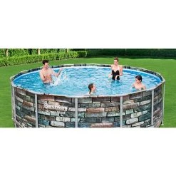 Piscine Tubulaire Bestway Power Steel Stone Ronde 4,27 X 1,22 M - Gris -BESTWAY Soldes Boutique 61673043 3