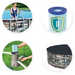 Piscine Tubulaire Bestway Power Steel Stone Ronde 4,27 X 1,22 M - Gris -BESTWAY Soldes Boutique 61673043 4