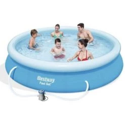 Kit Piscine Hors Sol Autoportante BESTWAY - Fast Set - 366 X 76 Cm - Ronde (Livrée Avec Une Pompe De Filtration)