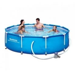 Kit Piscine Hors Sol Tubulaire BESTWAY - Steel Pro? - 305 X 76 Cm - Ronde (Livrée Avec Pompe De Filtration)